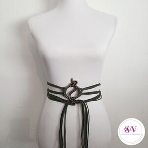 Green Wrap around belt with brass color buckle